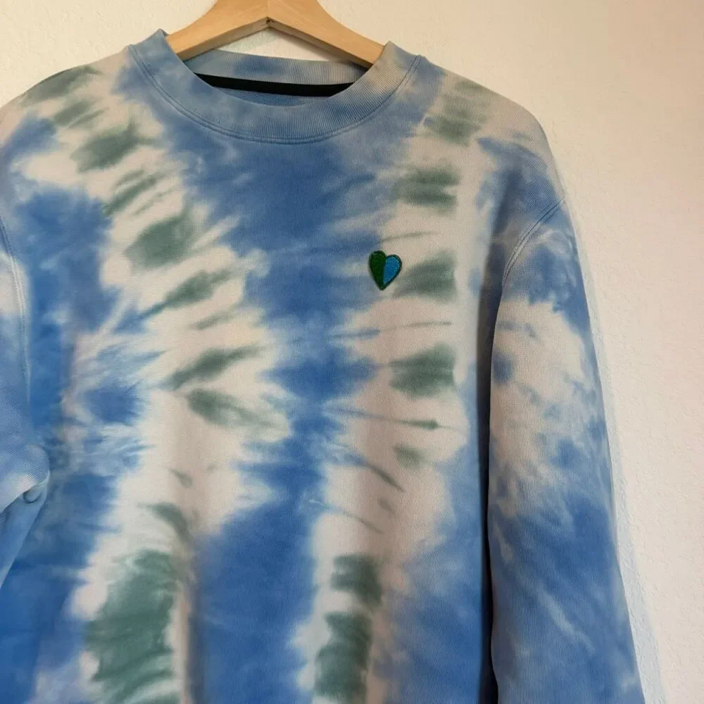 Tory Burch Sports Blue Green Tie Dye French Terry Sweatshirt Women's Size Small